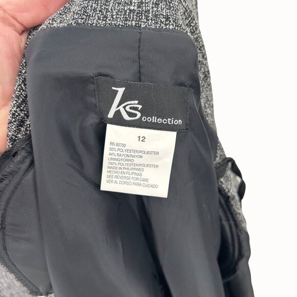 KS Collection Women's 2-Piece Black & Gray Tweed Skirt Suit Set Size 12 - Picture 5 of 5